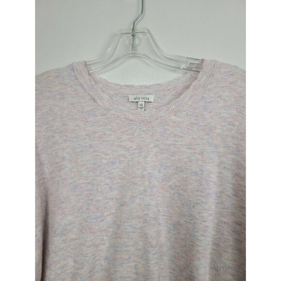 Ella Moss Womens Puff Sleeve Sweater XL Pink Speckled Scallop Neck Pullover BOHO - Picture 2 of 7